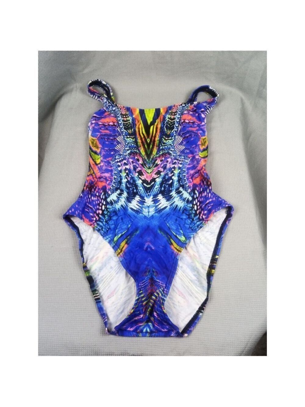 Swimsuits for All One-Piece Swimsuit, blue tie dyed, size 4